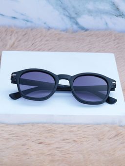 DukieKooky - Unisex Black & Black Uv Protected Round Sunglasses -DKSG551A (4-7 Years)