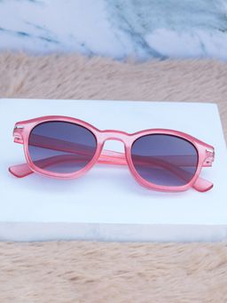 DukieKooky - Unisex Red & Black Uv Protected Round Sunglasses -DKSG551C (4-7 Years)