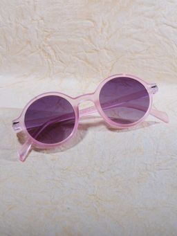 DukieKooky - Unisex Pink & Black Uv Protected Round Sunglasses -DKSG552B (4-7 Years)