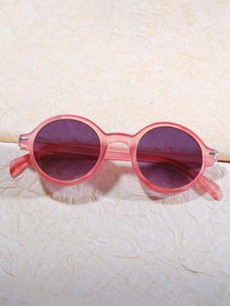 DukieKooky - Unisex Red & Black Uv Protected Round Sunglasses -DKSG552C (4-7 Years)