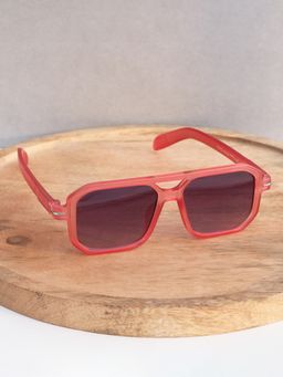 DukieKooky - Unisex Red & Black Uv Protected Aviator Sunglasses -DKSG553C (4-7 Years)