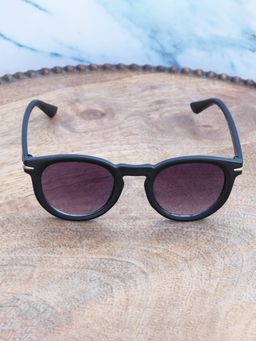 DukieKooky - Unisex Black & Black Uv Protected Round Sunglasses -DKSG555A (4-7 Years)