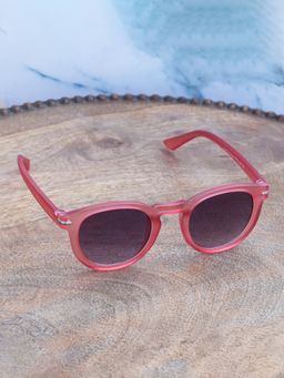 DukieKooky - Unisex Red & Black Uv Protected Round Sunglasses -DKSG555C (4-7 Years)