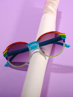 DukieKooky - Unisex Blue & Black Uv Protected Oversized Sunglasses -DKSG556C (4-7 Years)