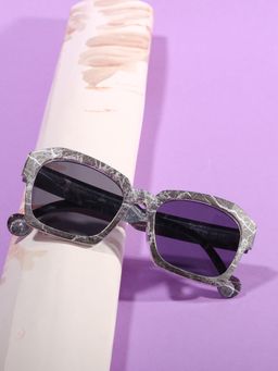 DukieKooky - Unisex Dark Grey & Black Uv Protected Square Sunglasses -DKSG556F (4-7 Years)