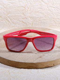 DukieKooky - Unisex Red & Black Uv Protected Square Sunglasses -DKSG556K (4-7 Years)