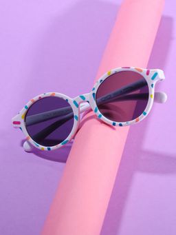 DukieKooky - Unisex White & Black Uv Protected Round Sunglasses -DKSG556P (4-7 Years)