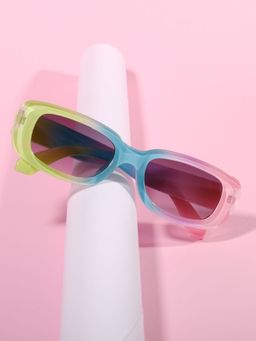 DukieKooky - Unisex Blue & Black Uv Protected Rectangular Sunglasses -DKSG558A (4-7 Years)