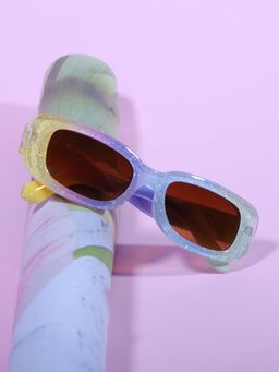 DukieKooky - Unisex Purple & Brown Uv Protected Rectangular Sunglasses -DKSG558F (4-7 Years)