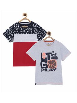 3PIN - Trendy Boys Short Sleeves Printed T-shirt Red & Grey (Pack of 2)
