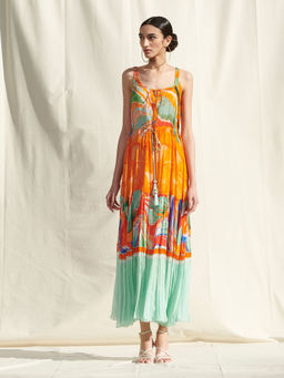 MANDIRA WIRK - Crinkled Chiffon Dress Yellow