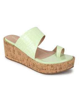 VALIOSAA - Green Casual Textured Wedges