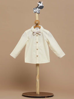 THE BABY TRUNK - Boys Classic Enchanted Deer Beige Shirt with Bow (Set of 2)