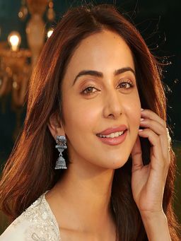 Accessher - Oxidised Silver Elephant Jhumka Earrings