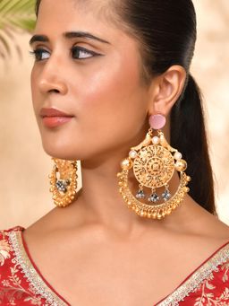 Silvermerc Designs - Gold-Plated Pearl and Ghungroo Traditional Classic Drop Earrings