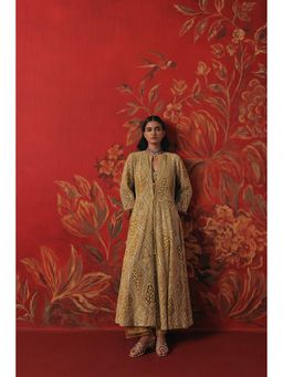 Twenty Nine - Hand Embroidered Yellow Bikini Strap Bralette Kurta and Pant
