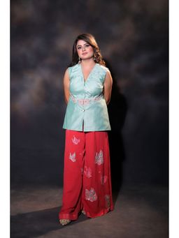 Payal Dawar - Coral Whisper Top with Palazzo