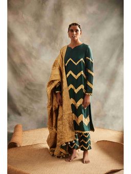 ITRH - Haraa Panna Multi-Coloured Kurti with Churidar and Dupatta