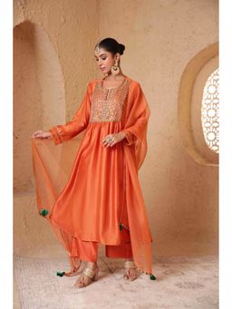Label Niti Bothra - Mehrang Orange Frock style Kurta with Pant
