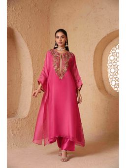 Label Niti Bothra - Mehrang Pink Kaftan Kurta with Pant and Inner