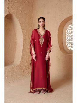 Label Niti Bothra - Mehrang Maroon Kaftan with Inner