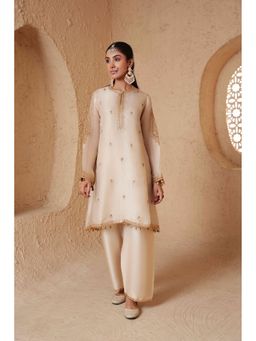 Label Niti Bothra - Mehrang Ivory Short Pheran Kurta with Pant and Inner