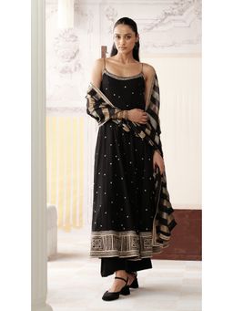 Basanti Kapde aur Koffee - Black The Majestic Obsidian Anarkali with Palazzo and Dupatta