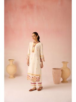 Pooja Singhal - Ivory Bahaara Chanderi Silk Kurta with Pant