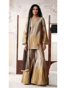 Basanti Kapde aur Koffee - Gold The Champagne Dusk Top with Sharara and Dupatta