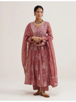 SAAYA THE LABEL - Ruhi Pink Anarkali with Pant and Dupatta