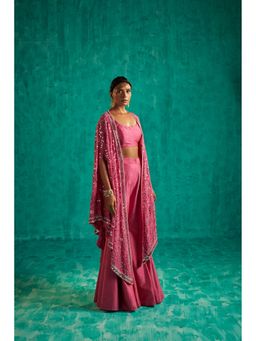 SHIAN - Pink All Over Embellished Sharara with Top and Cape