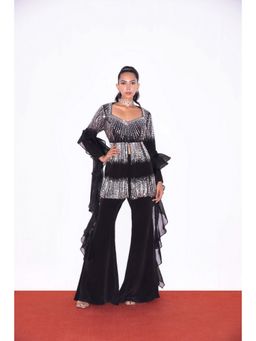 SHIAN - Chablack Magic Peplum Kurta with Sharara and Dupatta