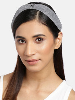 Blueberry - Silver Simar Fabric Beaded Hair Band