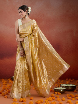 Likha - Silk Blend Handcrafted Pittan Work Heeramandi Inspired Saree and Unstitched Blouse LIKSBOSAR03