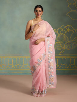 Likha - Kota Doria Embroidery and Crochet Lace Festive Saree with Unstitched Blouse LIKSBOSAR23