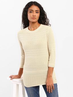 Levi's - Regular Beige Self 3/4th Sleeves T-Shirts