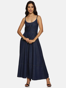 IS.U - Women Dark Blue Denim Maxi Dress
