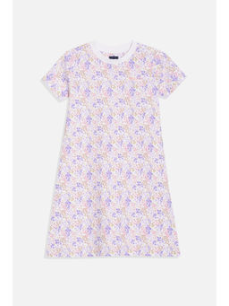 Allen Solly - Girls White Floral Regular Fit Casual Dress