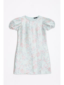 Allen Solly - Girls Light Blue Floral Printed Regular Fit Casual Dress