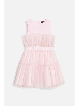 Allen Solly - Girls Pink Textured Regular Fit Party Dress