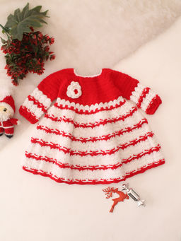 Woonie - Girls Red Crochet Dress