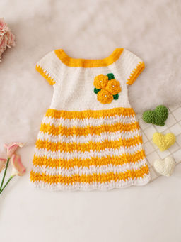 Woonie - Girls Yellow Crochet Dress