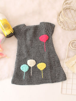 Woonie - Grey Applique Crochet Dress