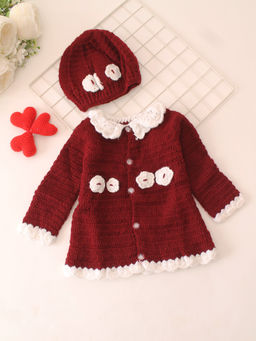 Woonie - Girls Maroon Dress with Cap