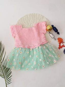Woonie - Girls Pink Crochet Tutu Party Dress