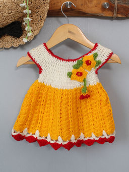 Woonie - Girls Yellow Bunch of Flowers Dress