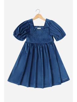 Peter England - Girls Blue Solid Partywear Dress