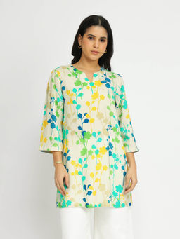 Pink Fort - Multi-Color Rayon Floral A-Line Tunic