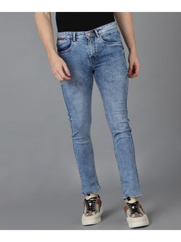 Urbano Fashion - Mens Blue Slim Fit Washed Jeans Stretchable