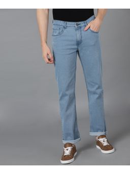 Urbano Fashion - Mens Sky Blue Regular Fit Washed Jeans Stretchable